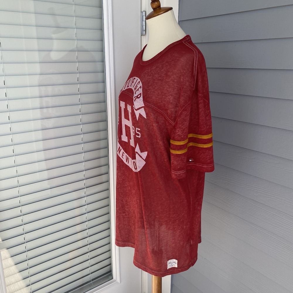 Tommy Hilfiger 1985 New York Men XL Shirt T-shirt Short Sleeve Red Knit Pullover - Picture 3 of 12
